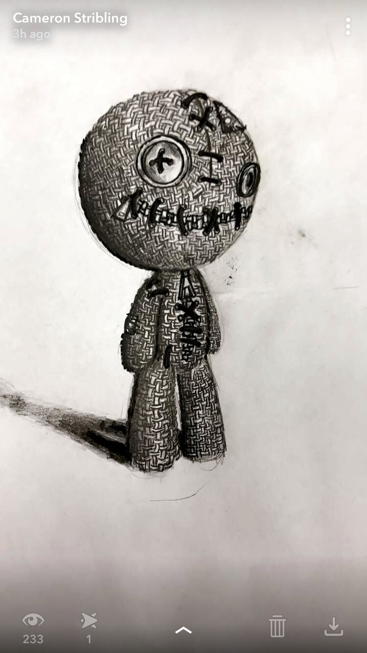 creepy rag doll drawing