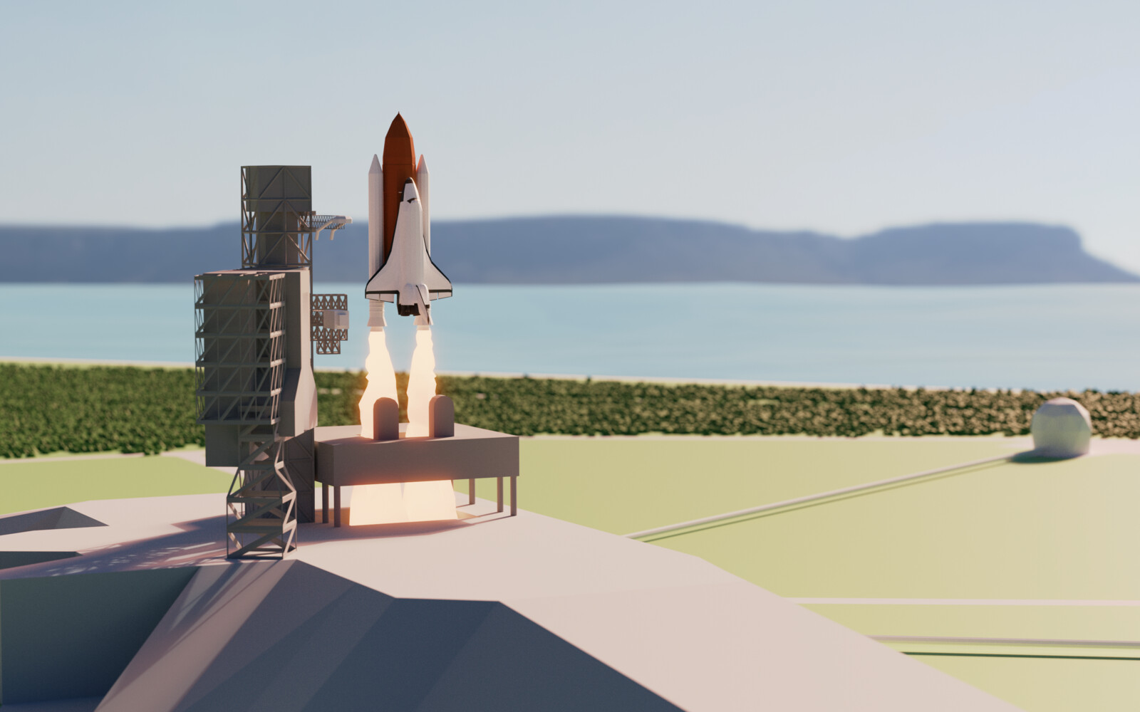 Artstation Low Poly Space Shuttle Launch Sam Cantwell