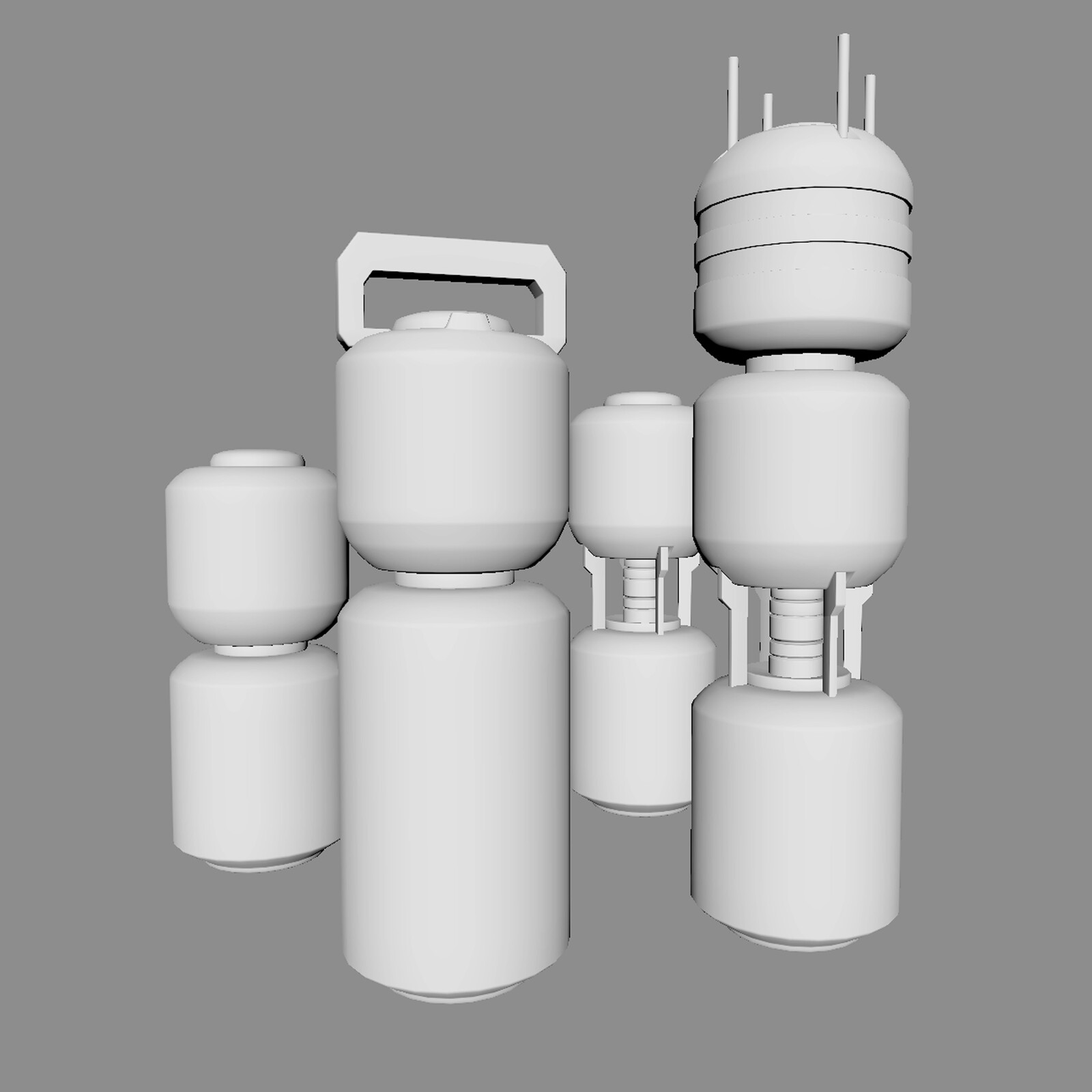 Science fiction battery cells for a 3D CG game/animation short. low poly game ready models.