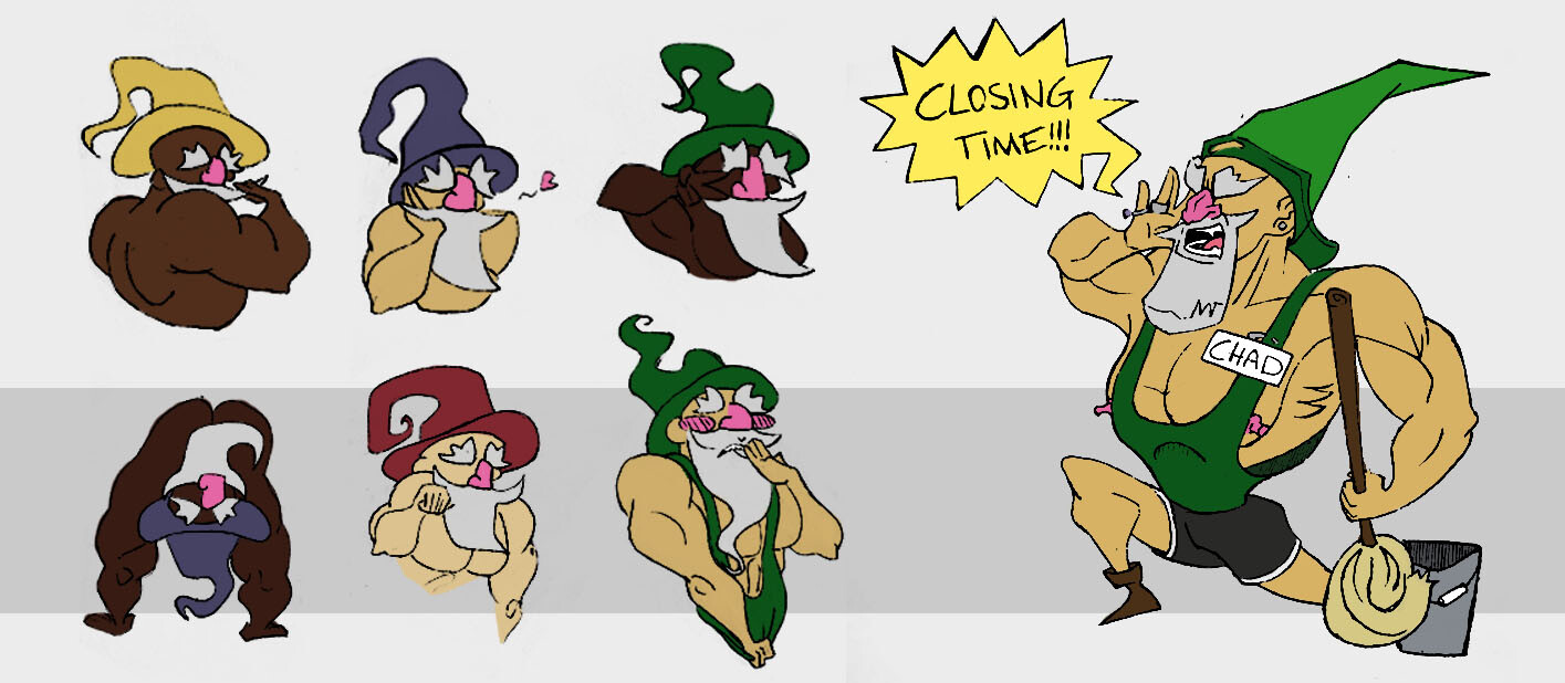 Some early sketches of what the UI for the characters could look like.
