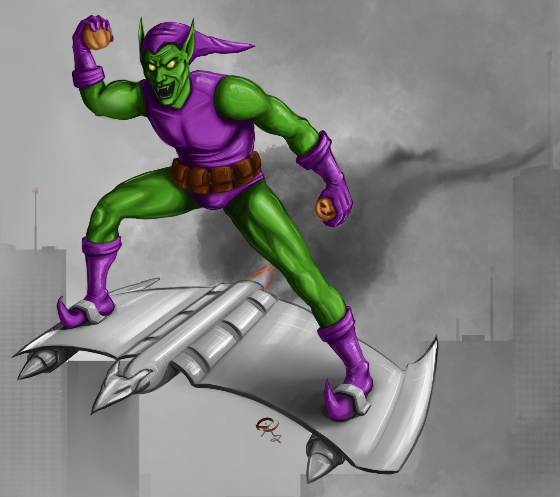 Finished my drawing if the Green Goblin : r/Spiderman