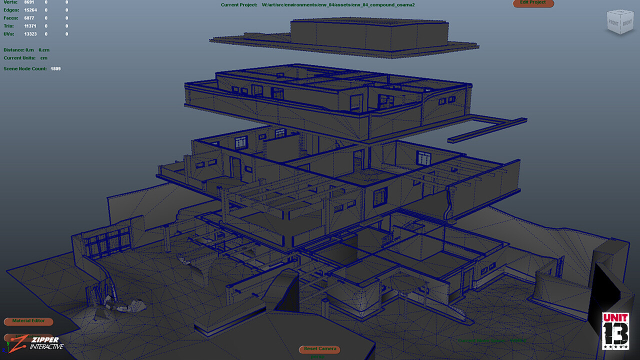  The Walled Compound, exploded wireframes.