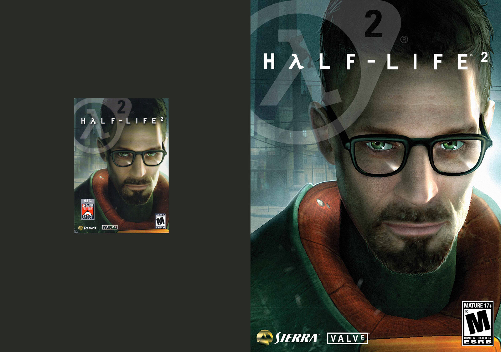 Half-Life 2 (original scan cover vs. retouched)