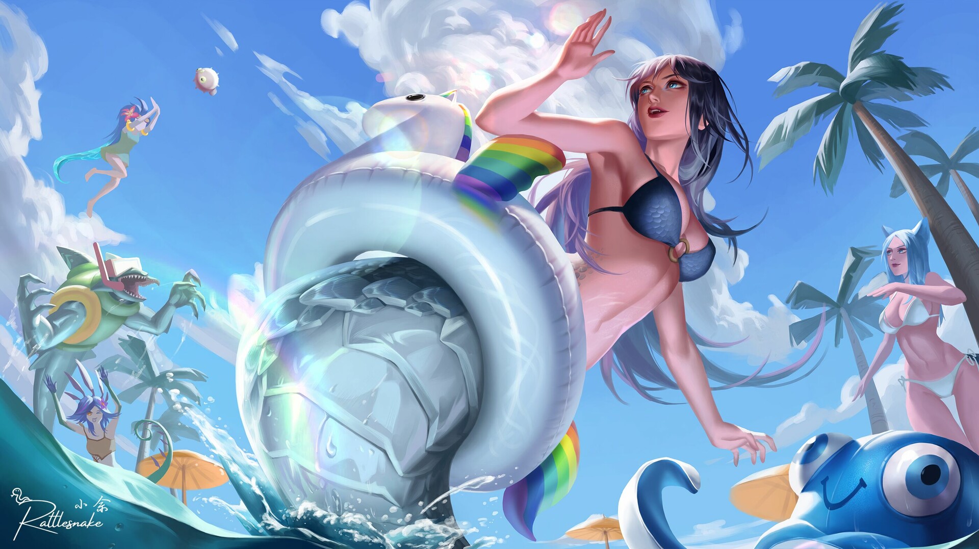 Artstation 泳池派对蛇女卡西奥佩娅 Rabbit Snake Artstation 泳池派对蛇女卡西奥佩娅 Rabbit Snake