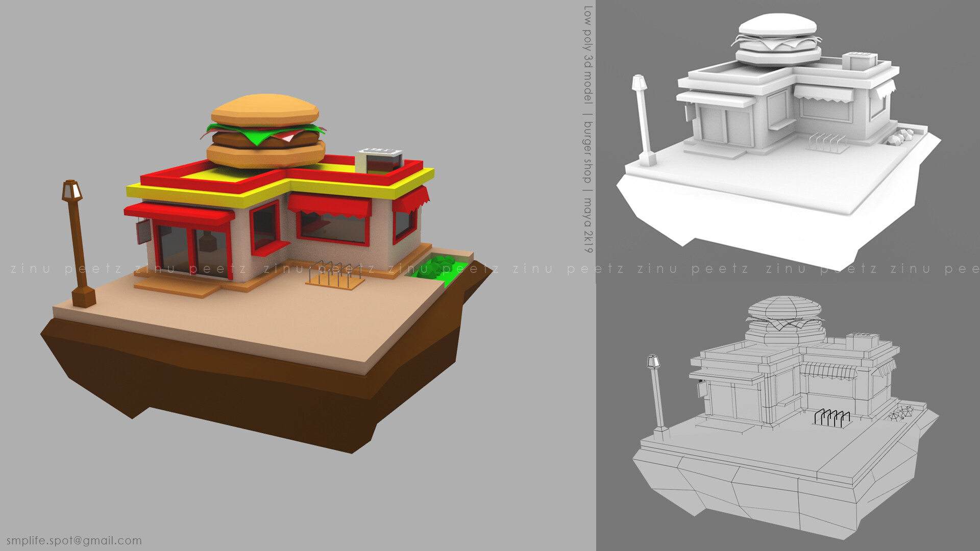 Artstation Low Poly 3d Model Burger Shoppyy Zinu Peetz