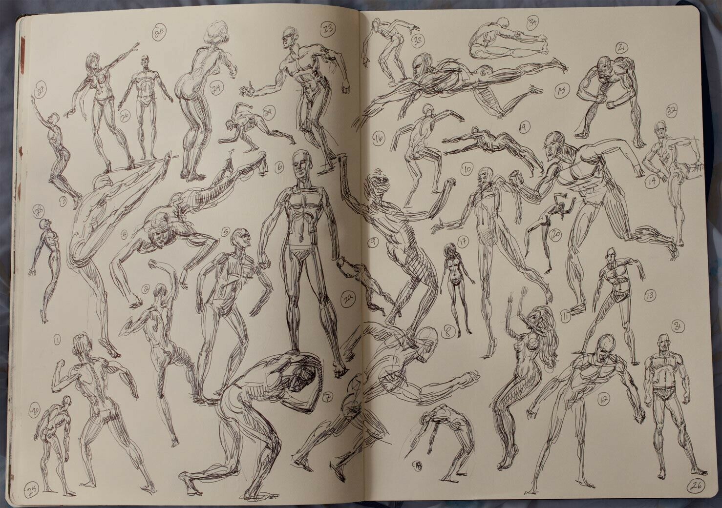Keep a sketch book and draw manikin figures over and over, male and female, until drawing people is as free as hand writing.