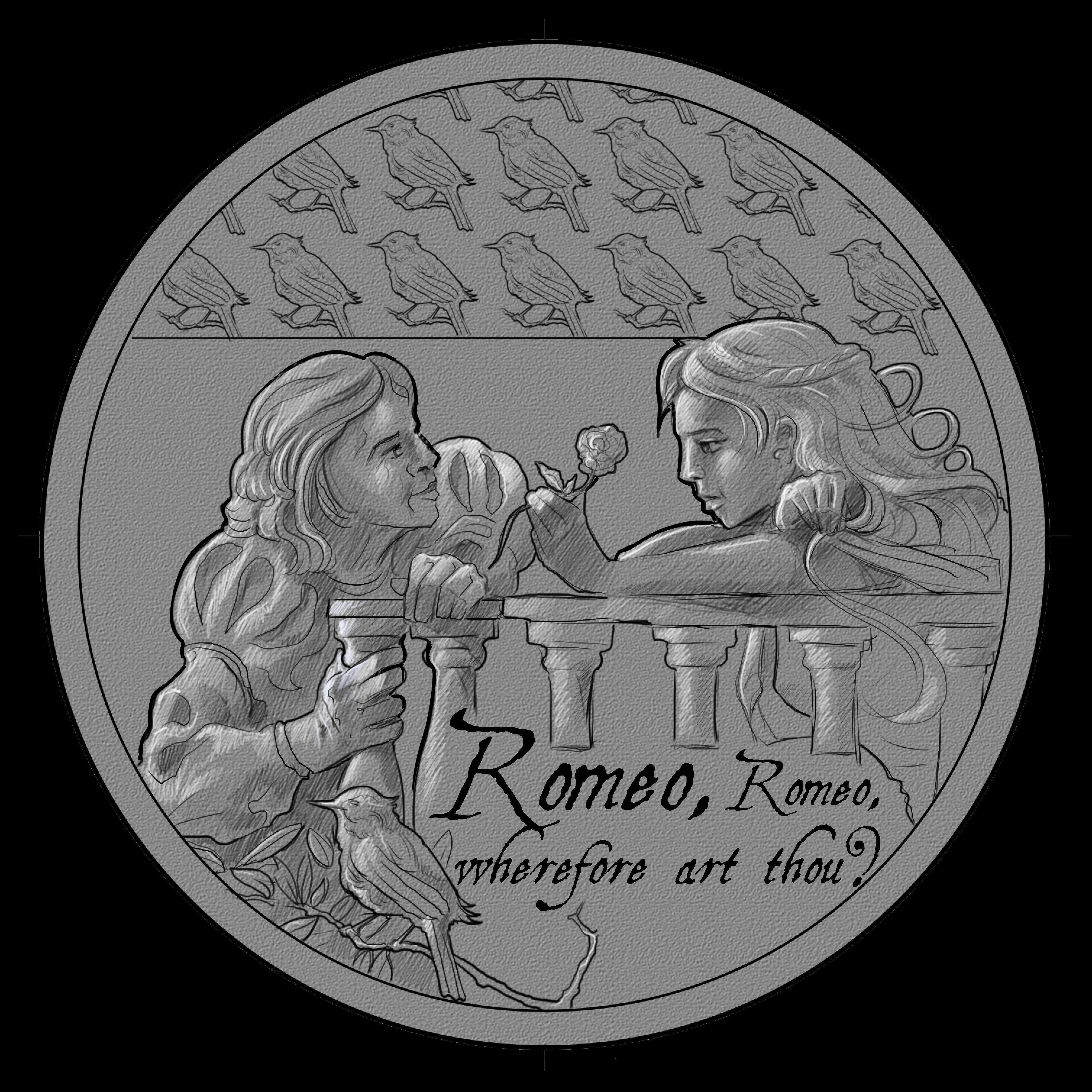 Design for Shakespeare medal series - Romeo and Juliet
