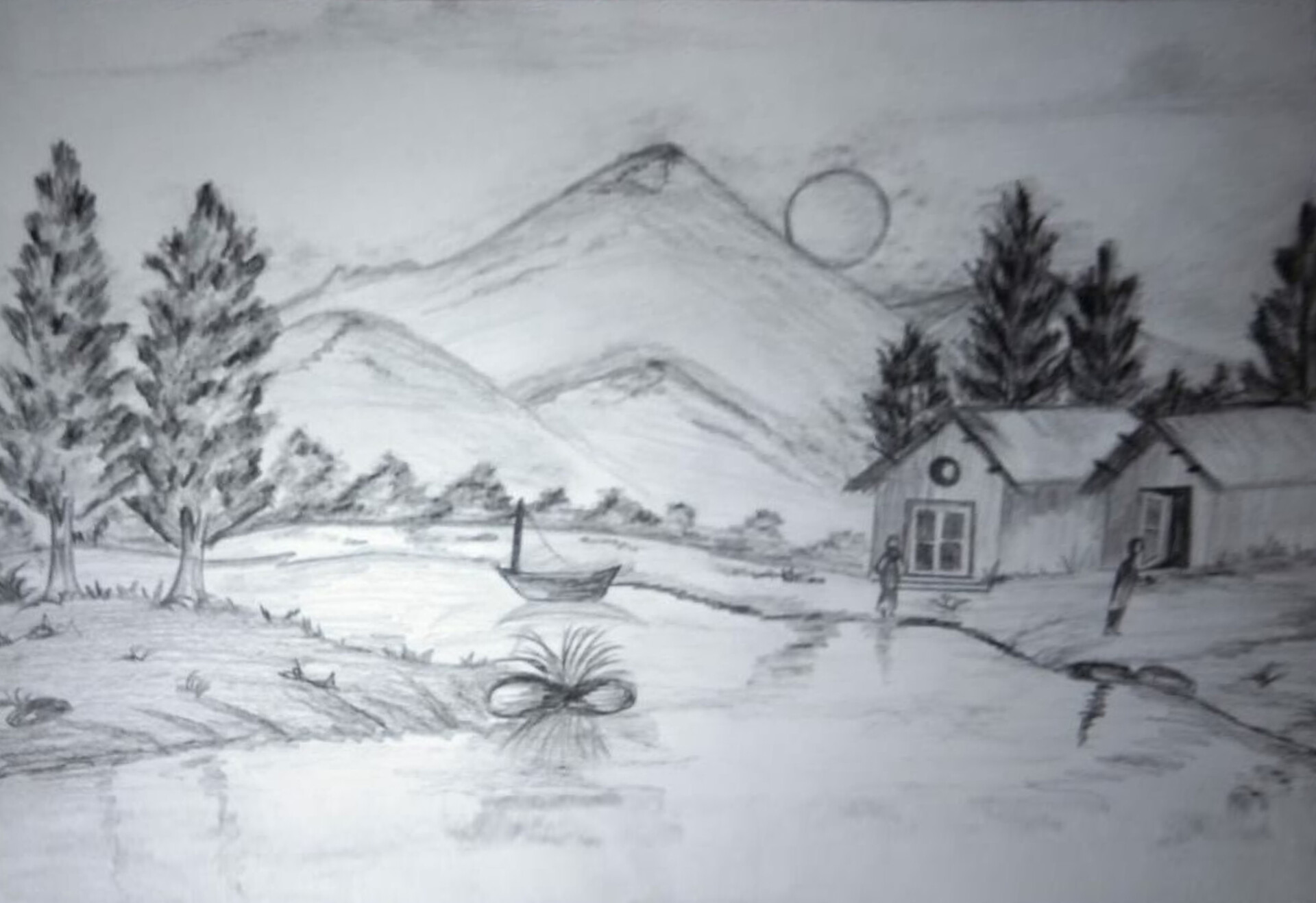 easy pencil shading scenery drawing for kids,landscape scenery drawing,village  scenery drawing | Easy scenery drawing, Drawing scenery, Landscape drawing  easy