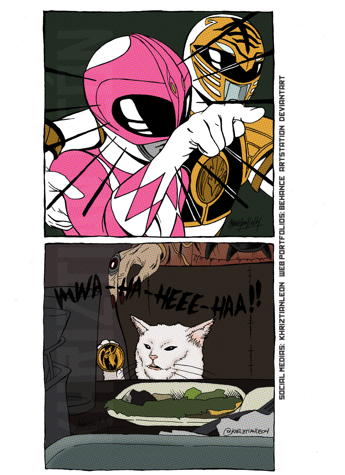 Artstation Woman Yelling A Cat Meme Power Rangers Version