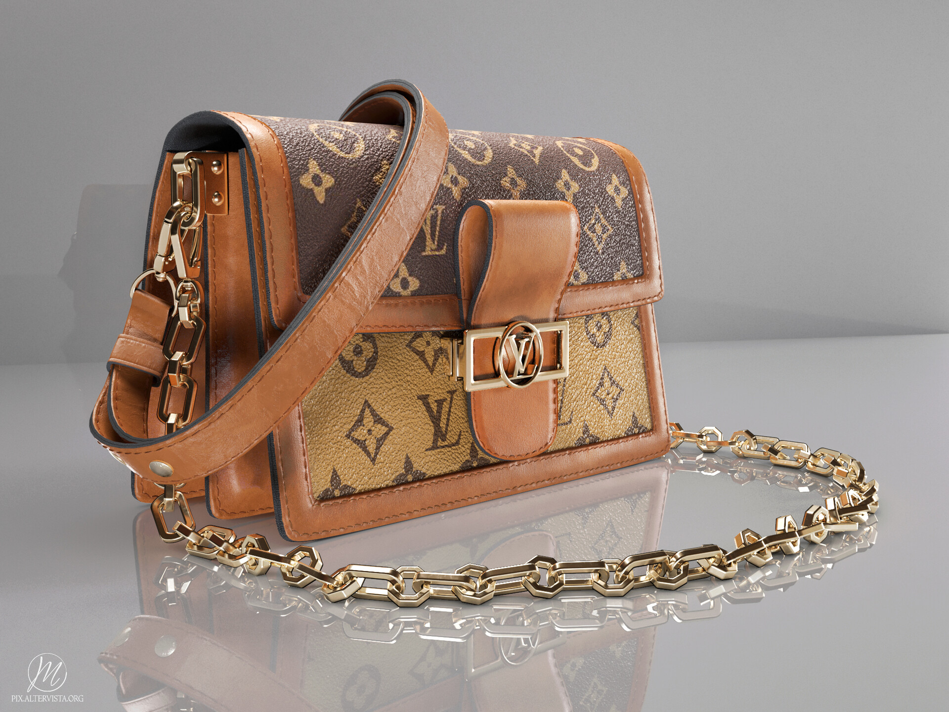 Louis Vuitton Dauphine Bag Brown Bordo 3D model
