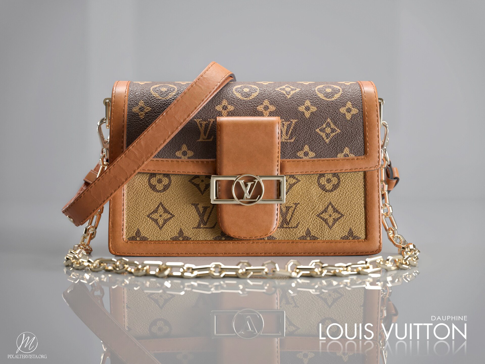 Louis Vuitton Dauphine Bag White Red 3D model