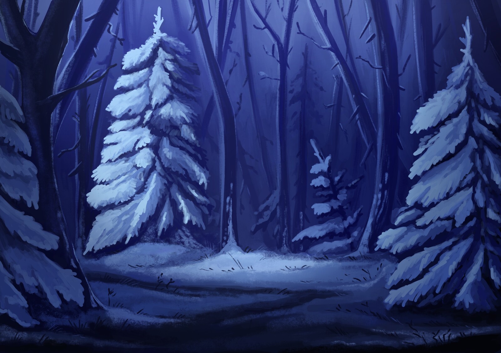 Artstation Winter Forest Oixxo Art