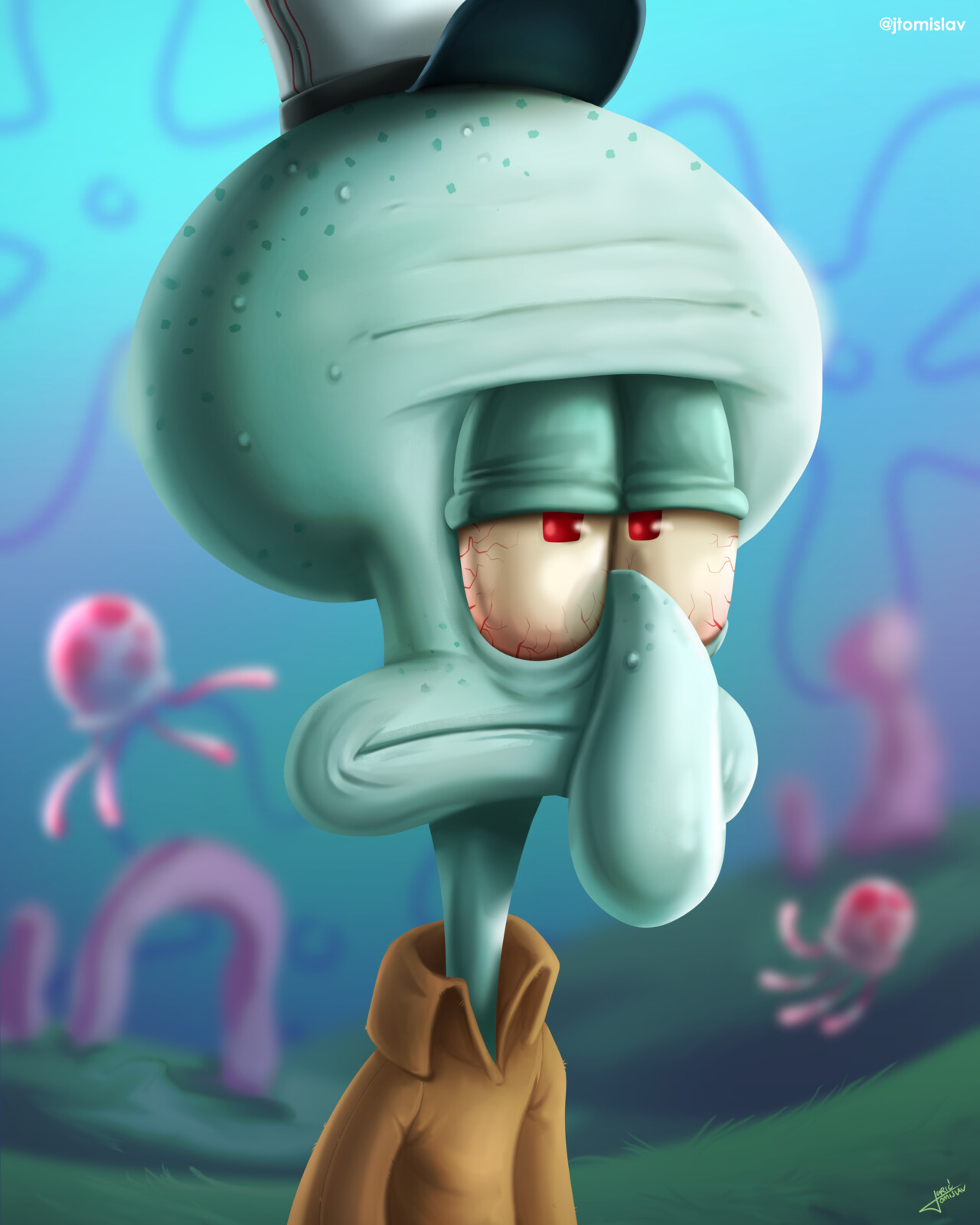 Artstation Squidward Painting Tomislav Juric