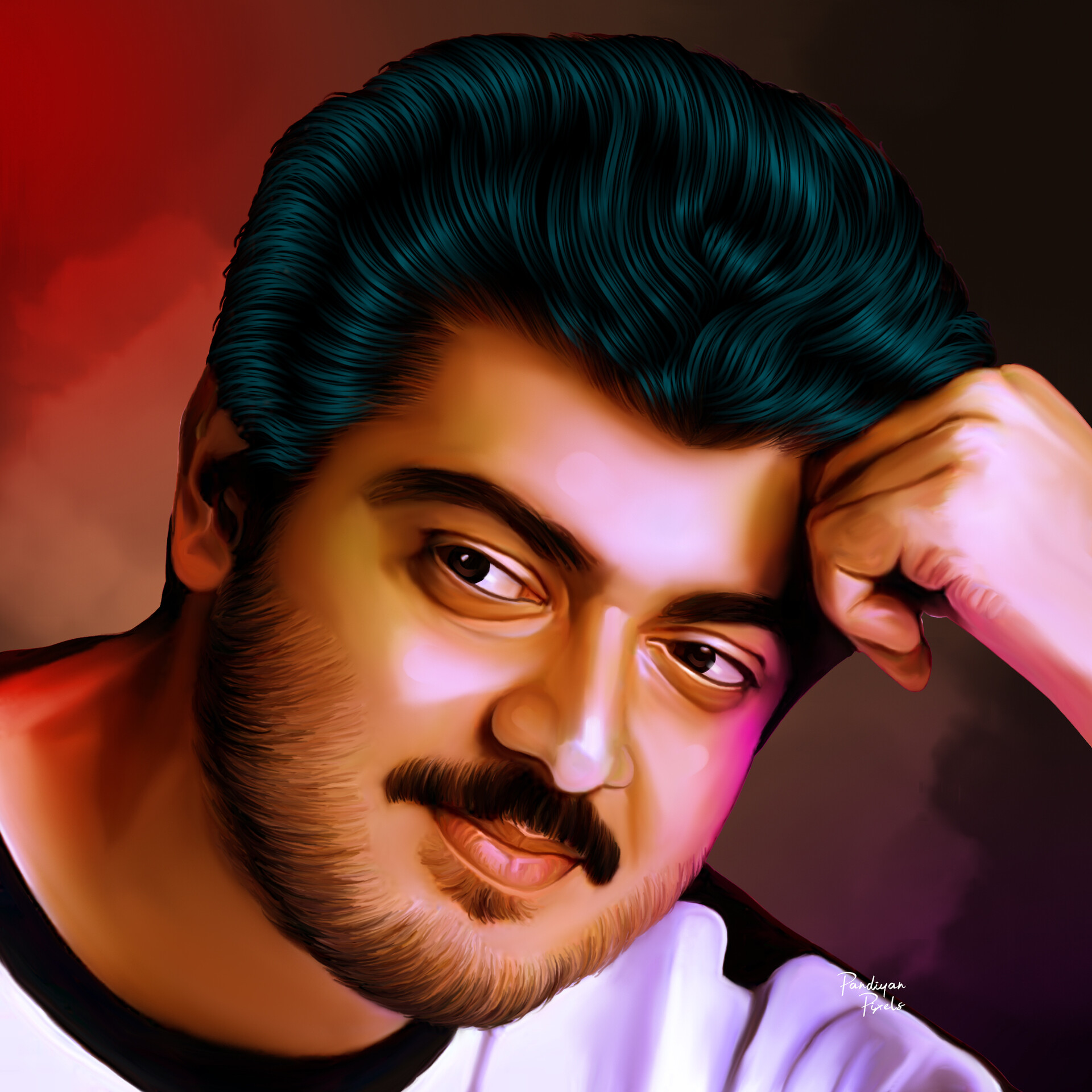Artstation Thala Ajith Digital Painting Pandiyan Pixels