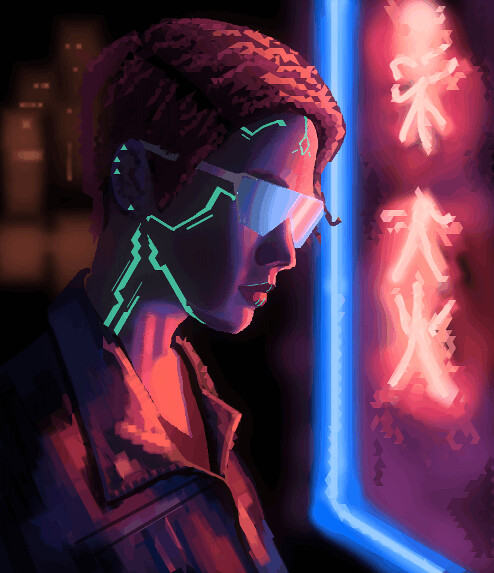 ArtStation - Pixel Art: Neon Reflection