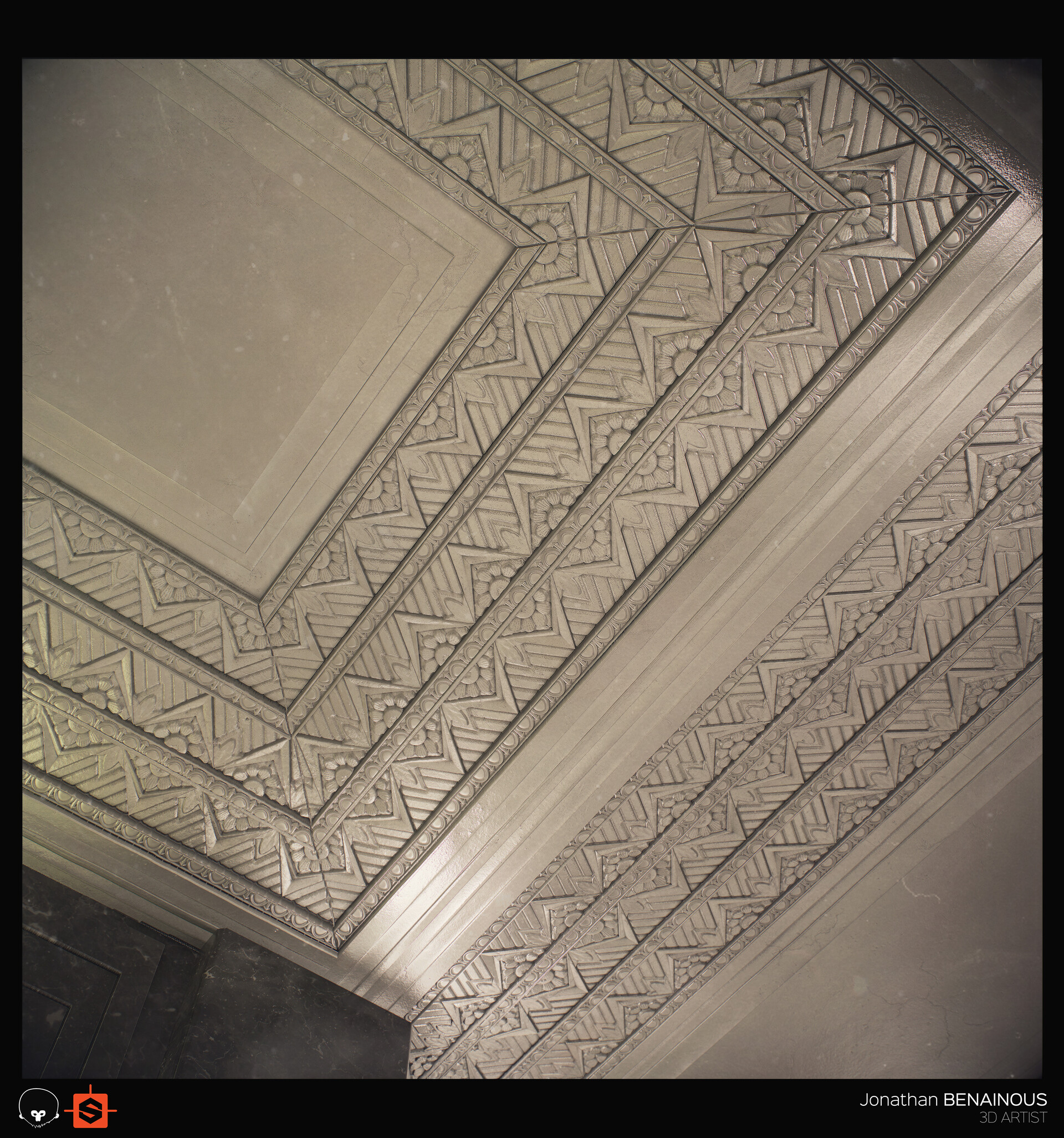 Artstation Substance Signature Art Deco Lobby Ceiling By