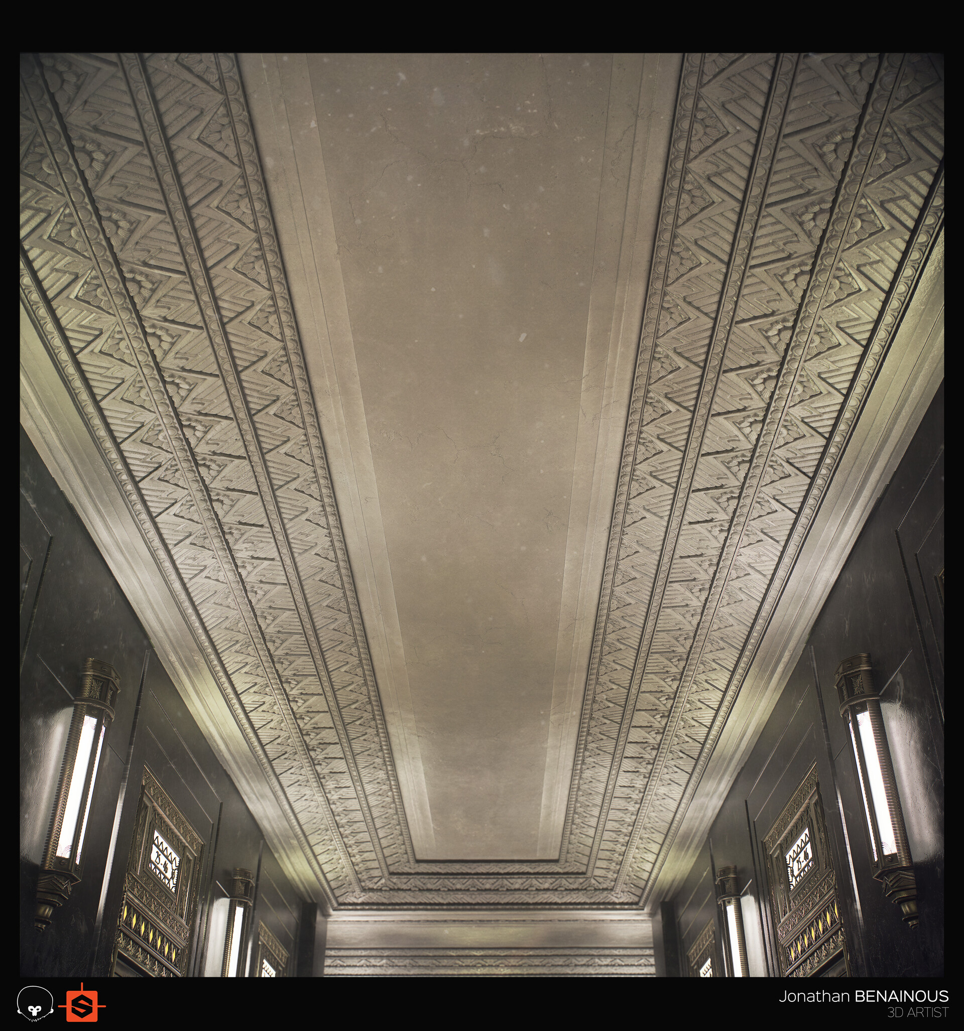 Artstation Substance Signature Art Deco Lobby Ceiling By
