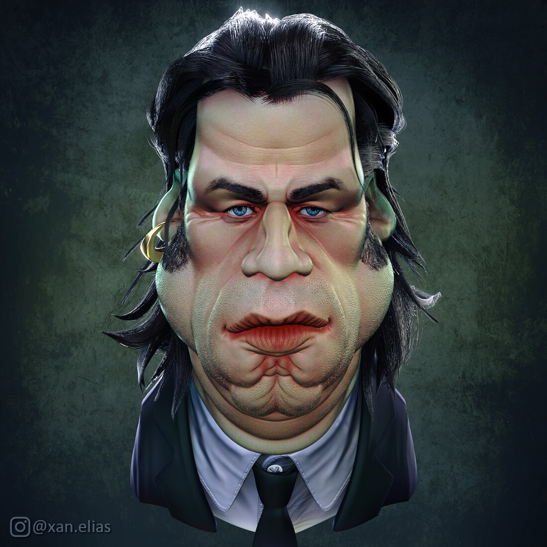 John Travolta Pulp Fiction 3D caricature