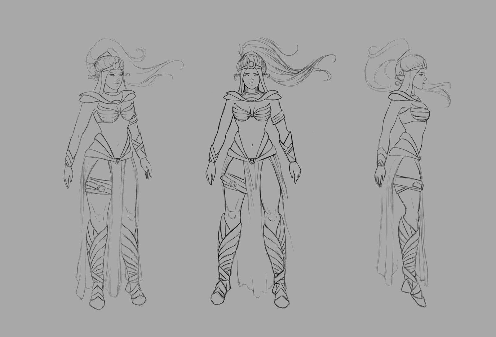 Kira - Character Sheet Study - on process - just the lines