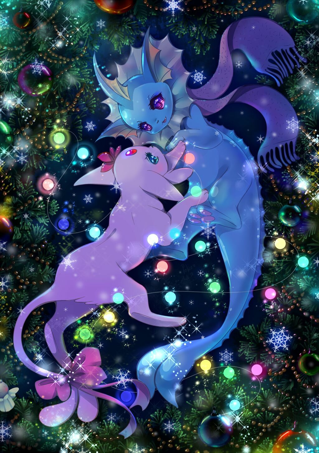ArtStation - Pokemon Christmas postcard, image size:1024x1450