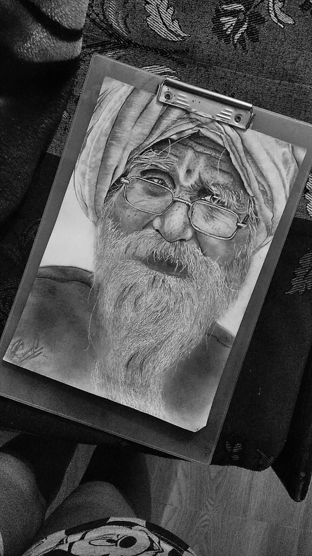 realistic old man drawing