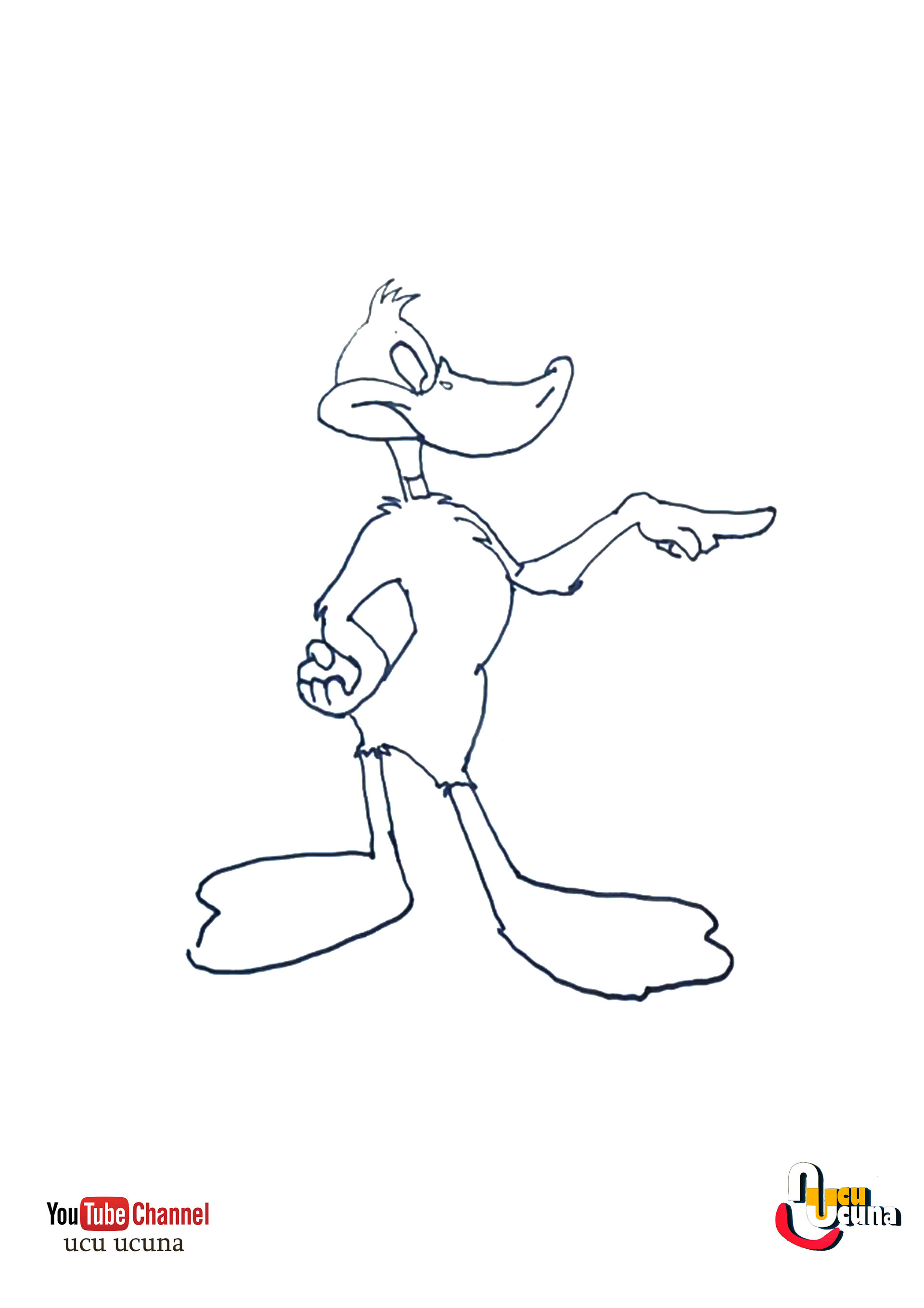 Ucu Ucuna - How to draw Daffy Duck? -step-by-step drawing lessons for kids