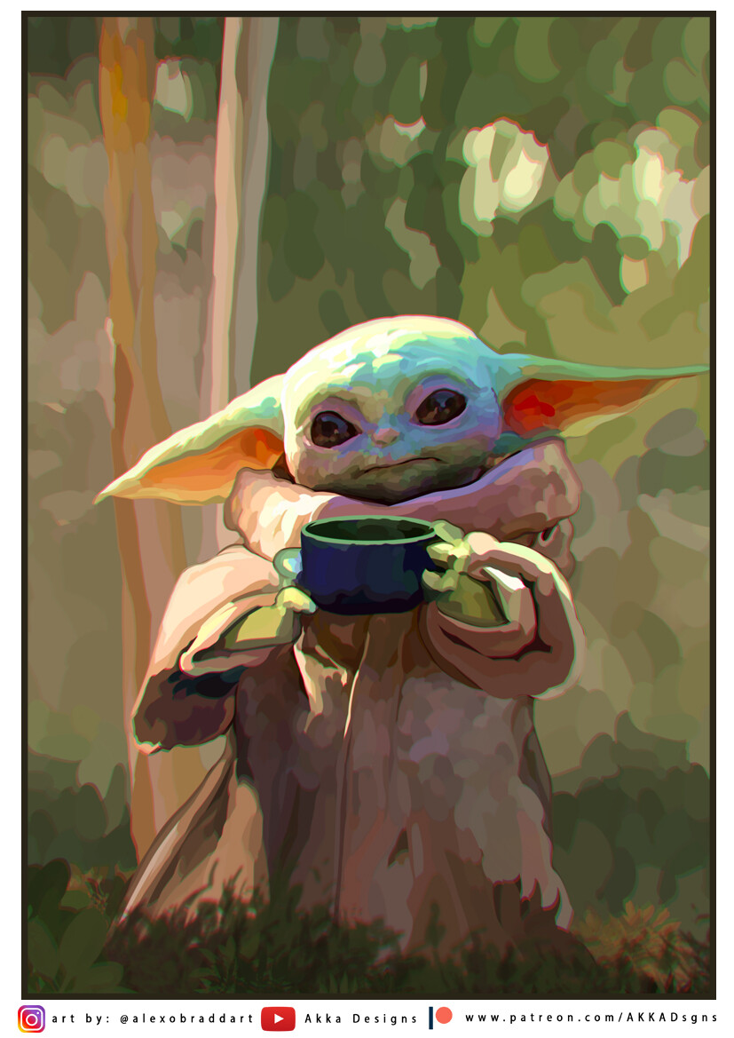 Artstation Baby Yoda Fan Art Painting Aleksander Obradovic