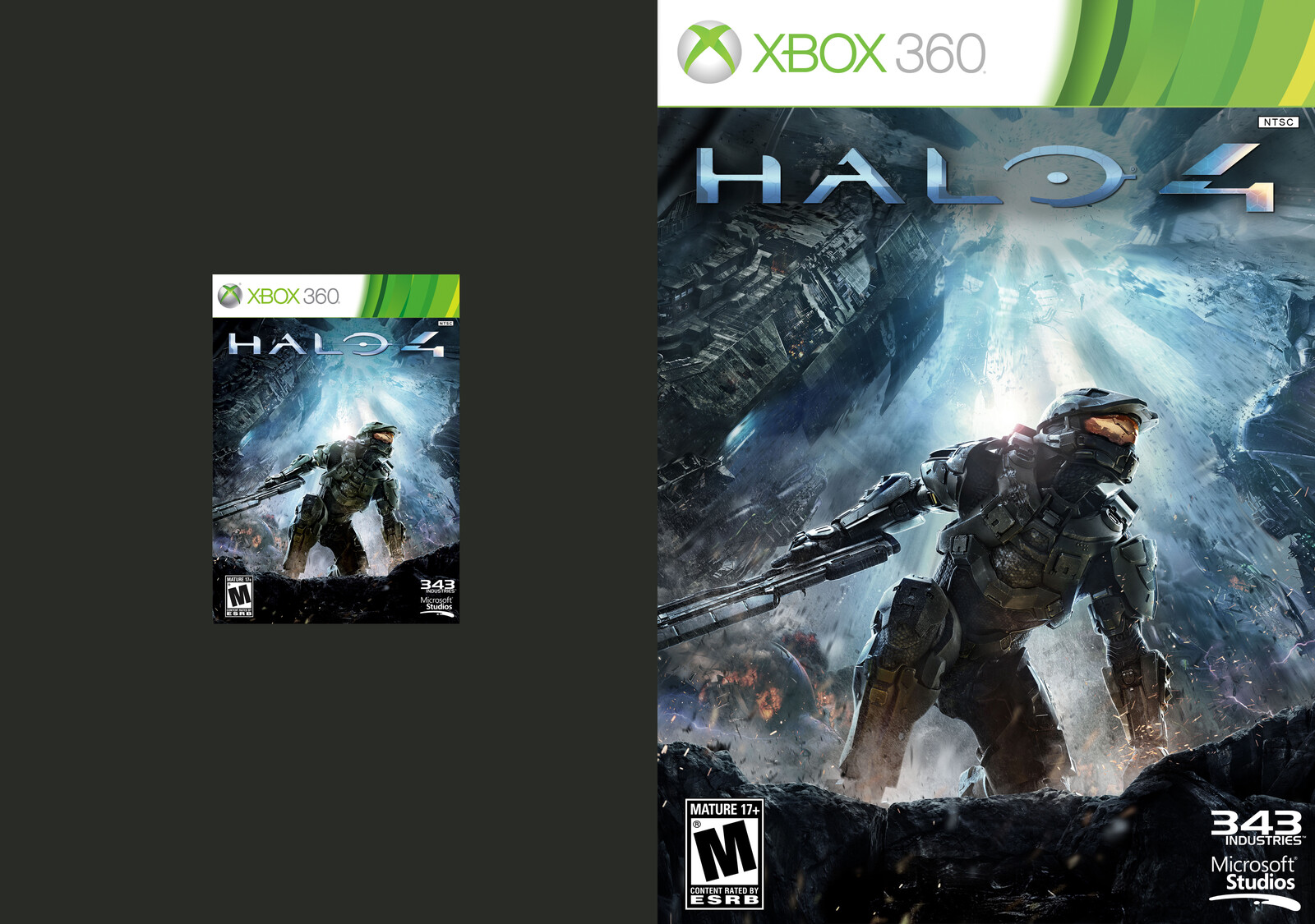 Halo 4 (original scan cover vs. upscaled)