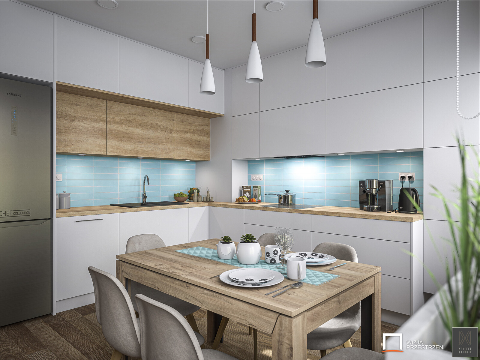 Kitchen with blue accent - Interior ArchViz / UE4 -Unreal Engine