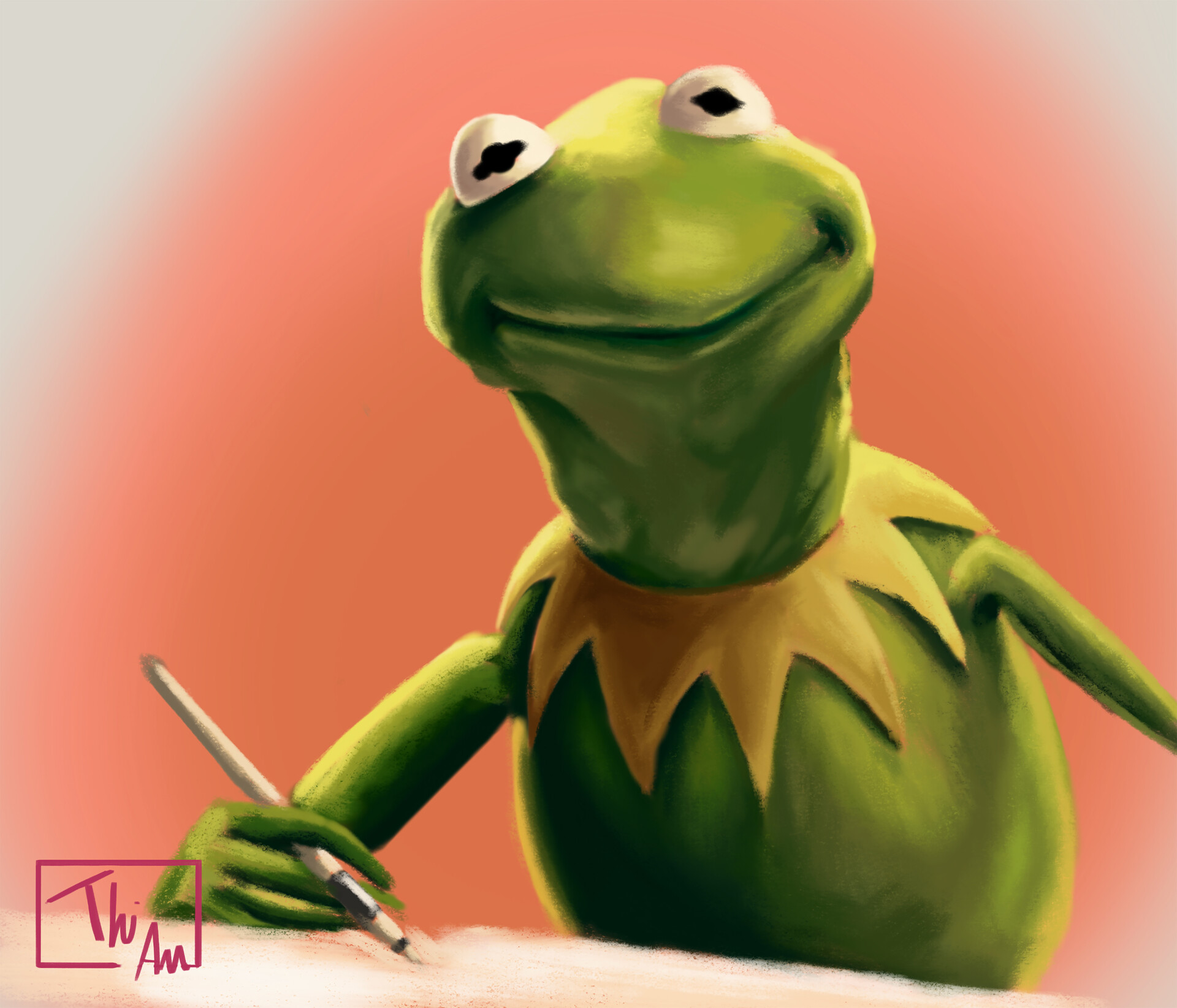 Artstation Kermit The Frog From Muppets Sketch Painting Thiago