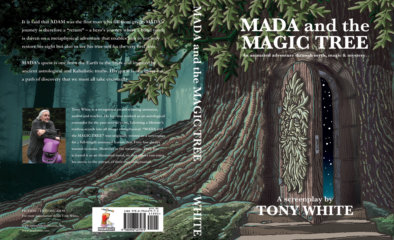 Wrap-around illustrated book jacket design.