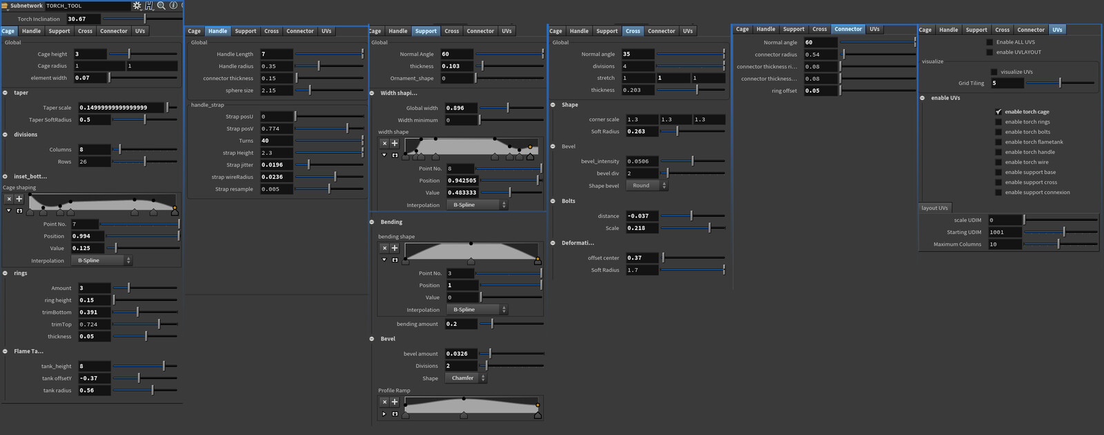 Final Houdini Tool, showing all the tabs. .Hip available on my store for free.
