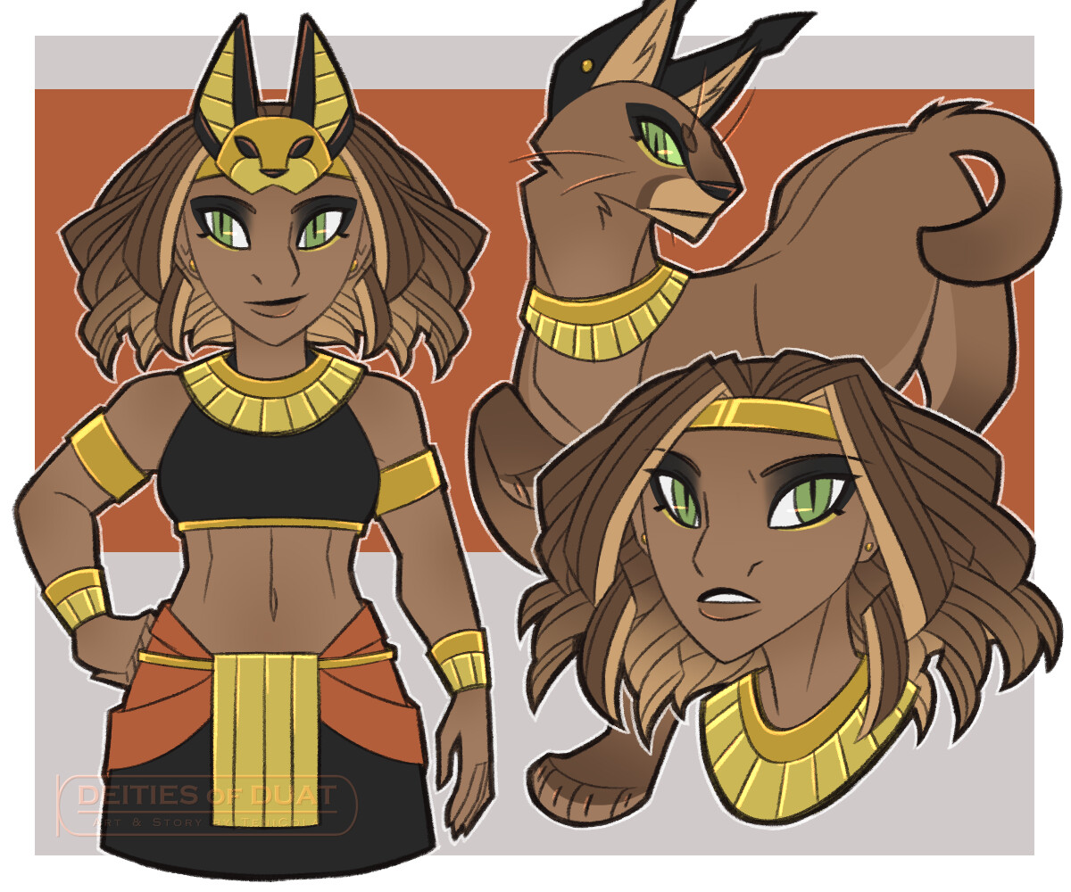 PAKHET -- The Goddess of hunting, nighttime, and sandstorms. Her sacred animals are the Caracal &amp; other felines.