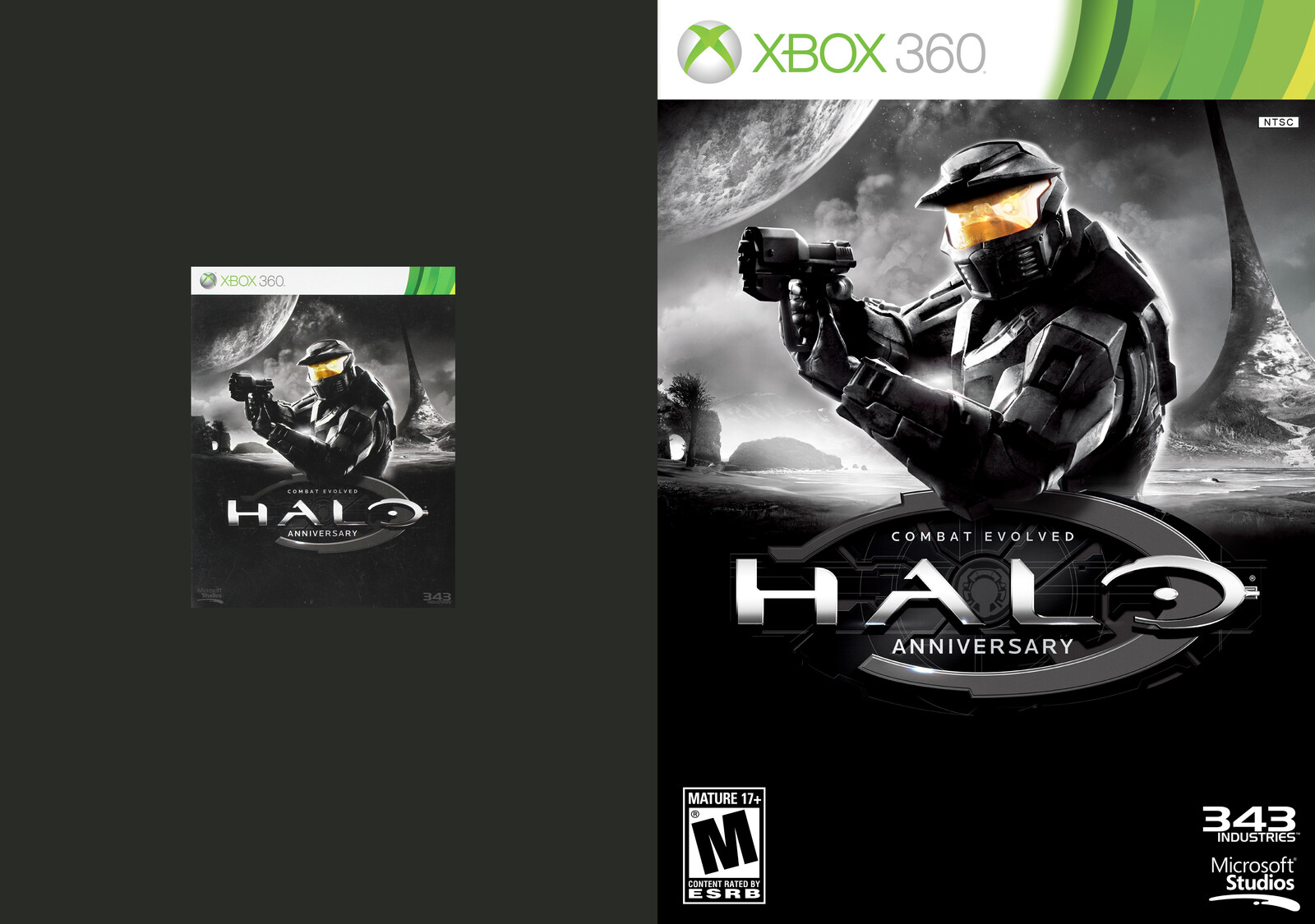 Halo Combat Evolved Anniversary (original scan cover vs. upscaled)