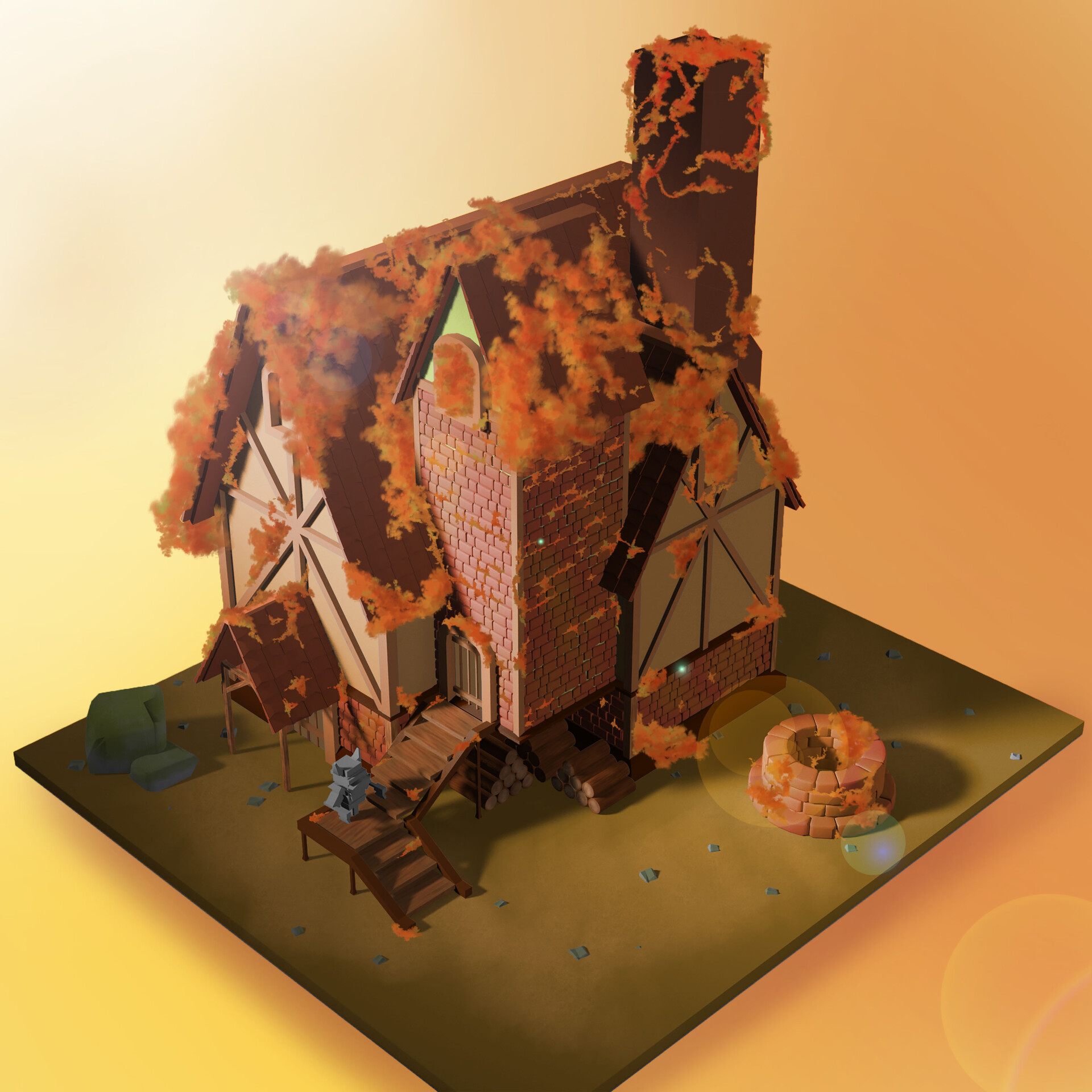 Artstation Isometric House Painting Caitlyn Pabustan