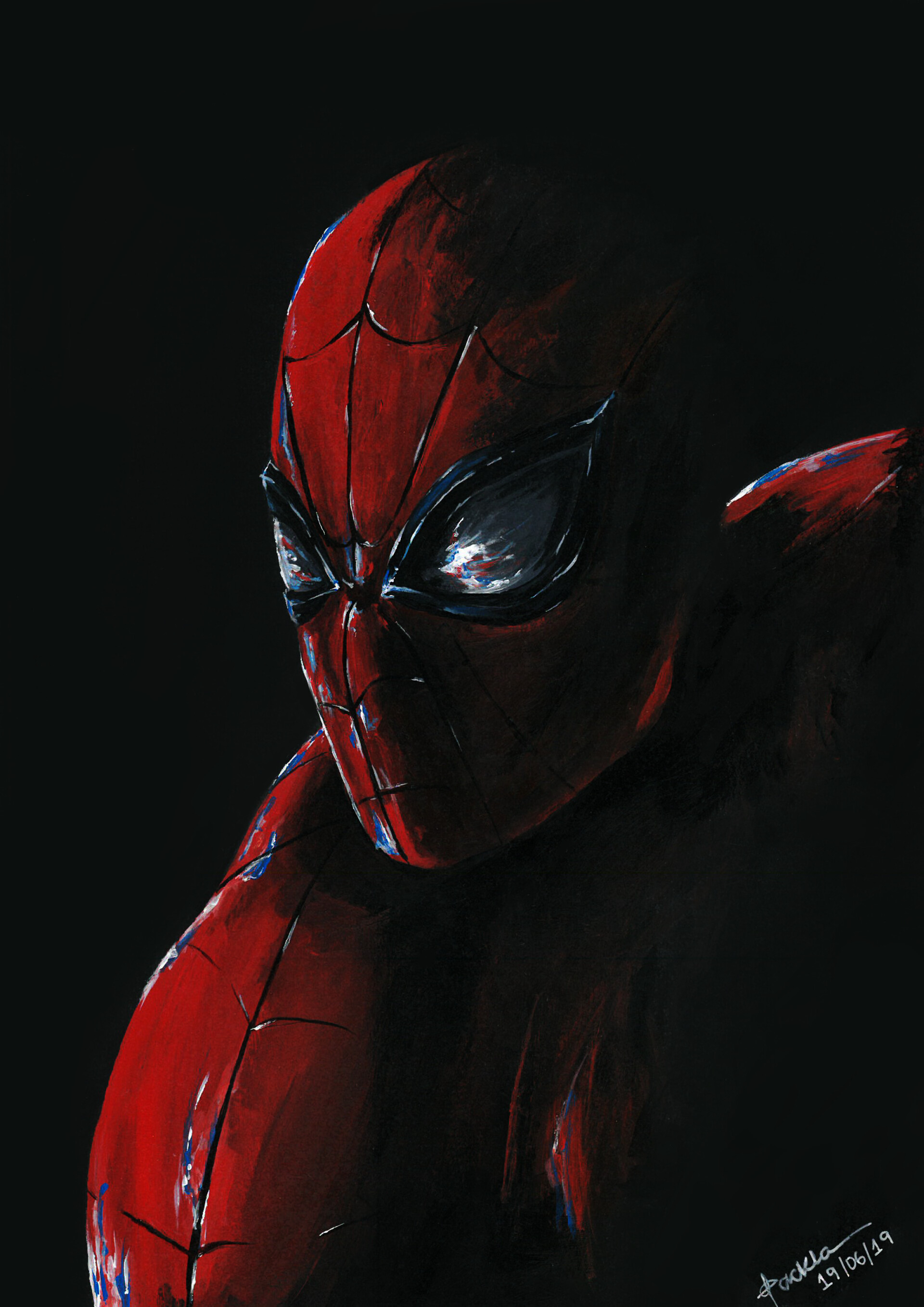 Artstation Spider Man Acrylic Painting Clara Tackla