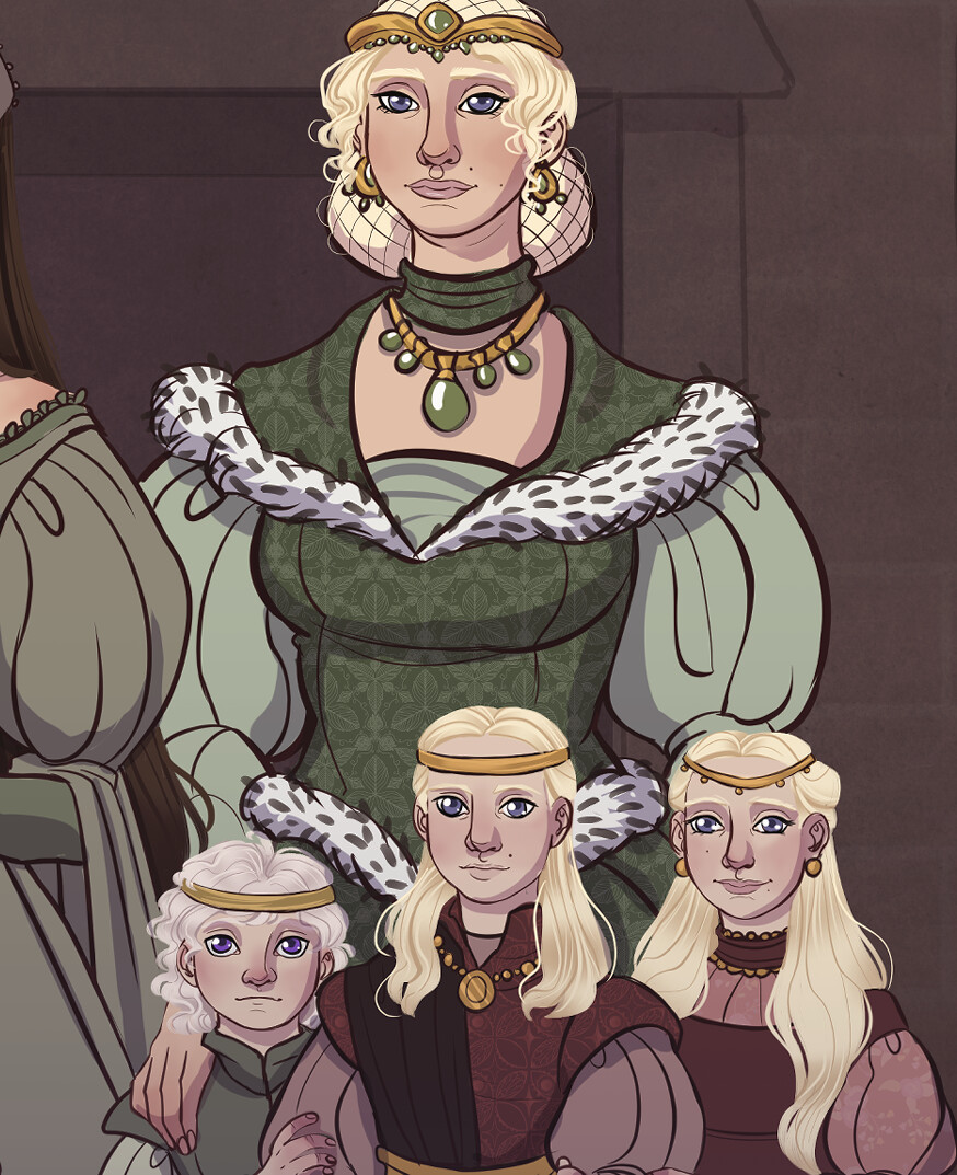 Queen Helaena Targaryen, Prince Maelor Targaryen, Prince Jaehaerys Targaryen and Princess Jaehaera Targaryen 