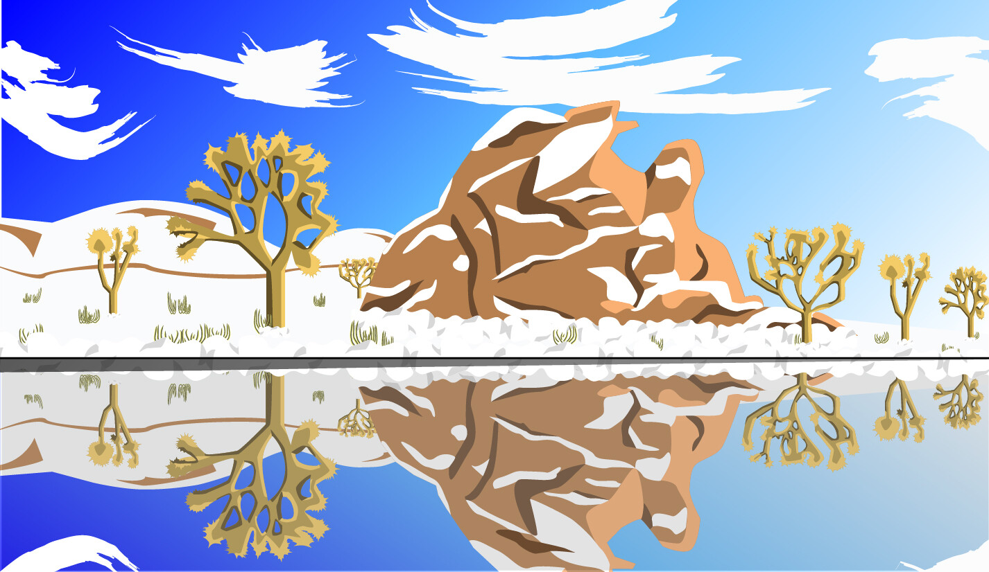 The vector version of a snowy and barren landscape
