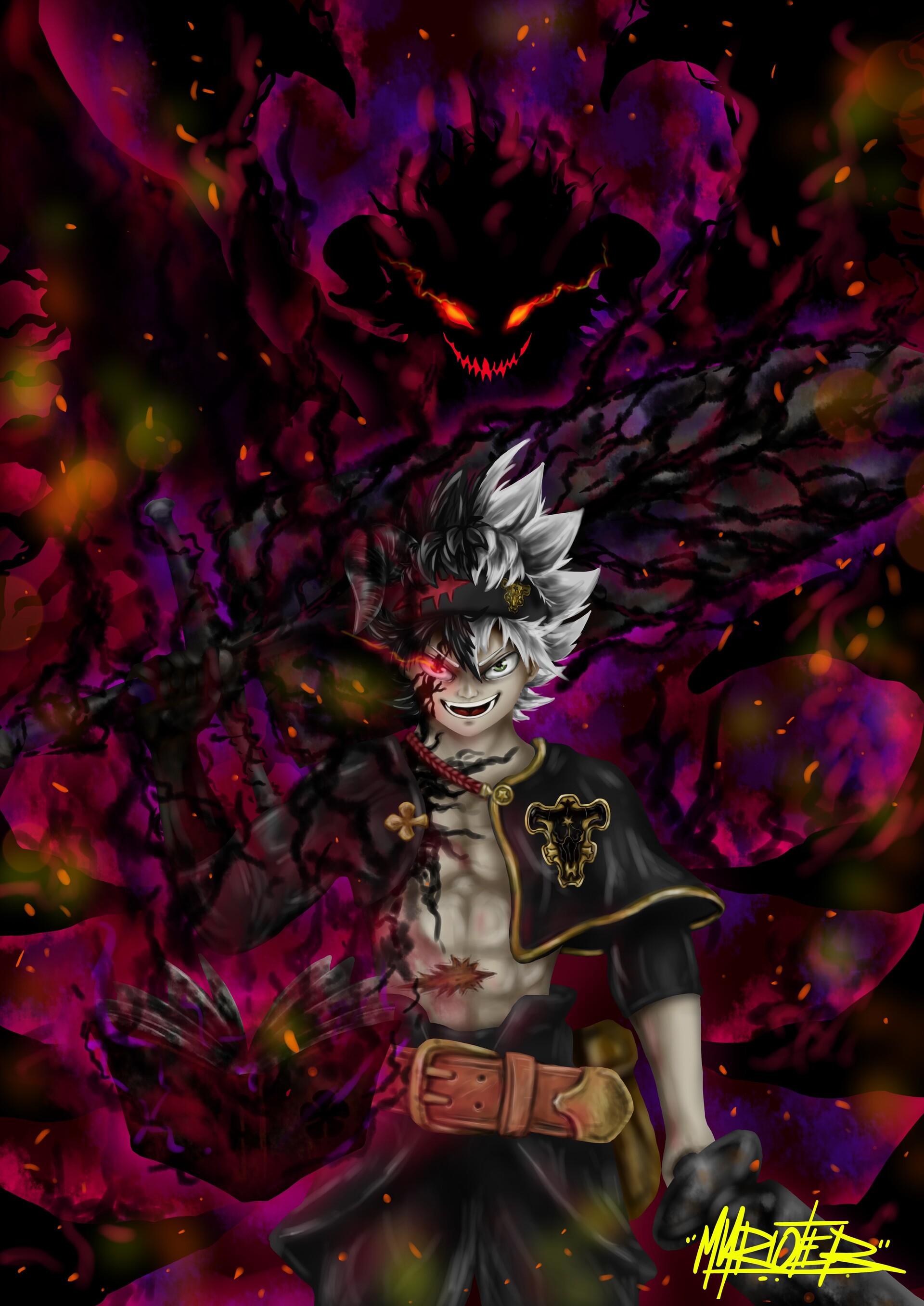 Artstation Asta Demon Mode Black Clover Myrioter Art Download animated wallpaper, share & use by youself. asta demon mode black clover myrioter art