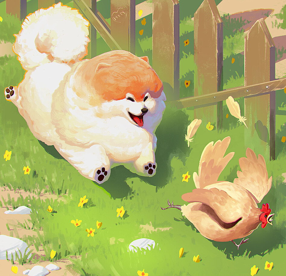 ArtStation Fun Time Play Together Dog and Hen Chicken