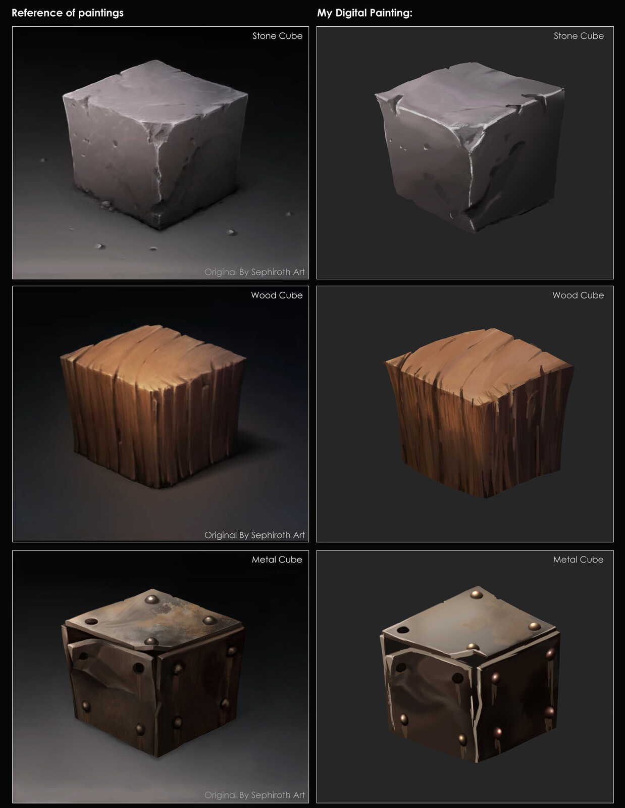 Artstation Digital Painting Exercise Material Cube Study