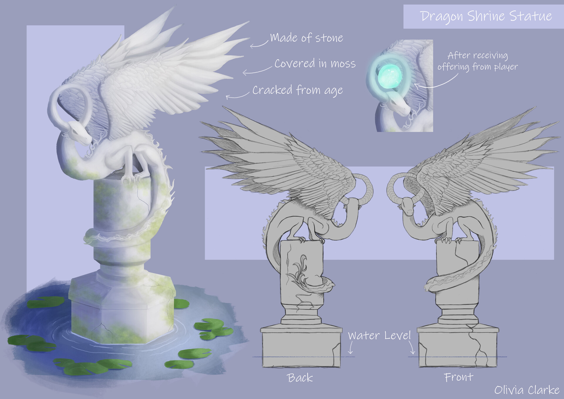 Artstation Dragon Shrine Statue Olivia Clarke