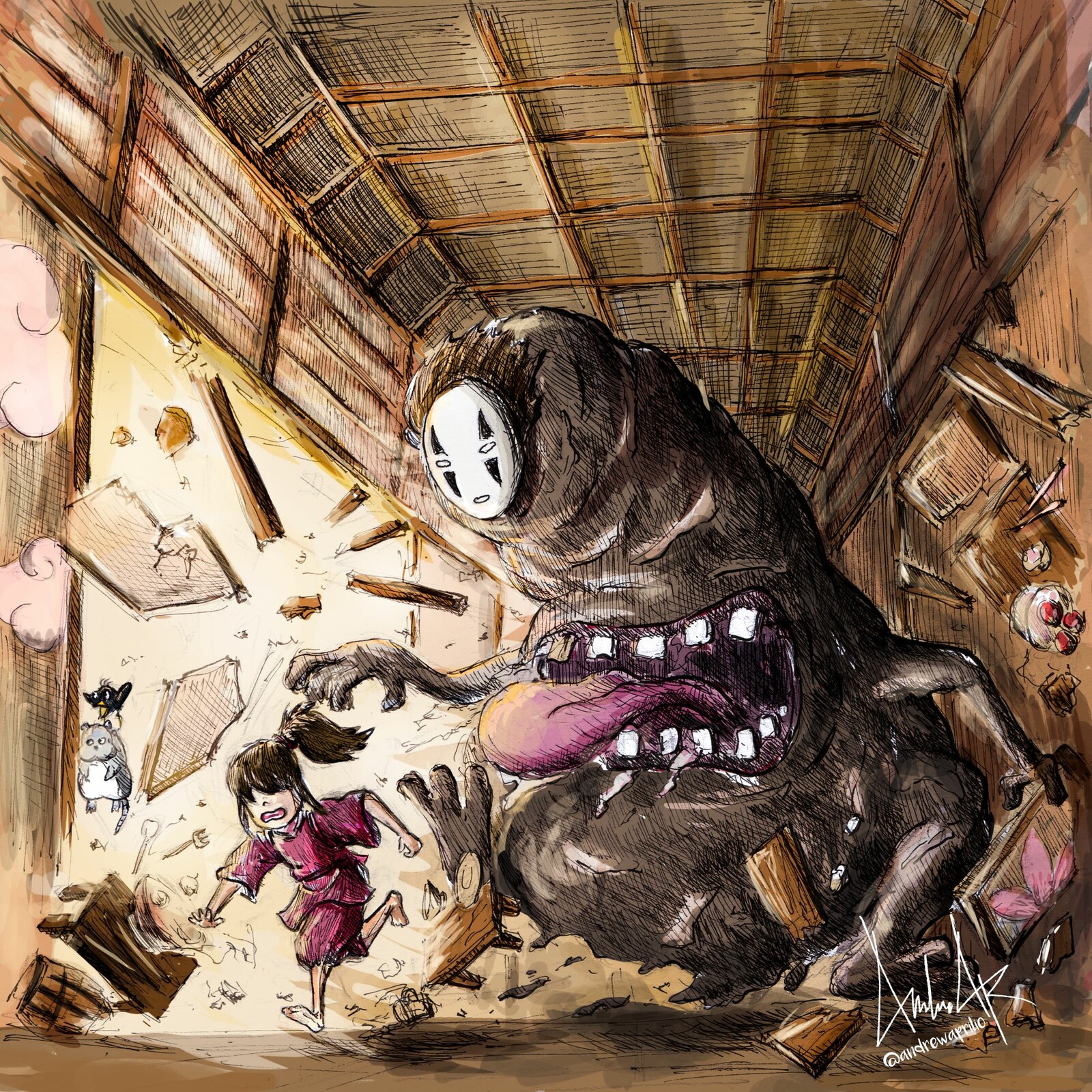 Artstation No Face And Chihiro From Spirited Away Andrew Aprilio