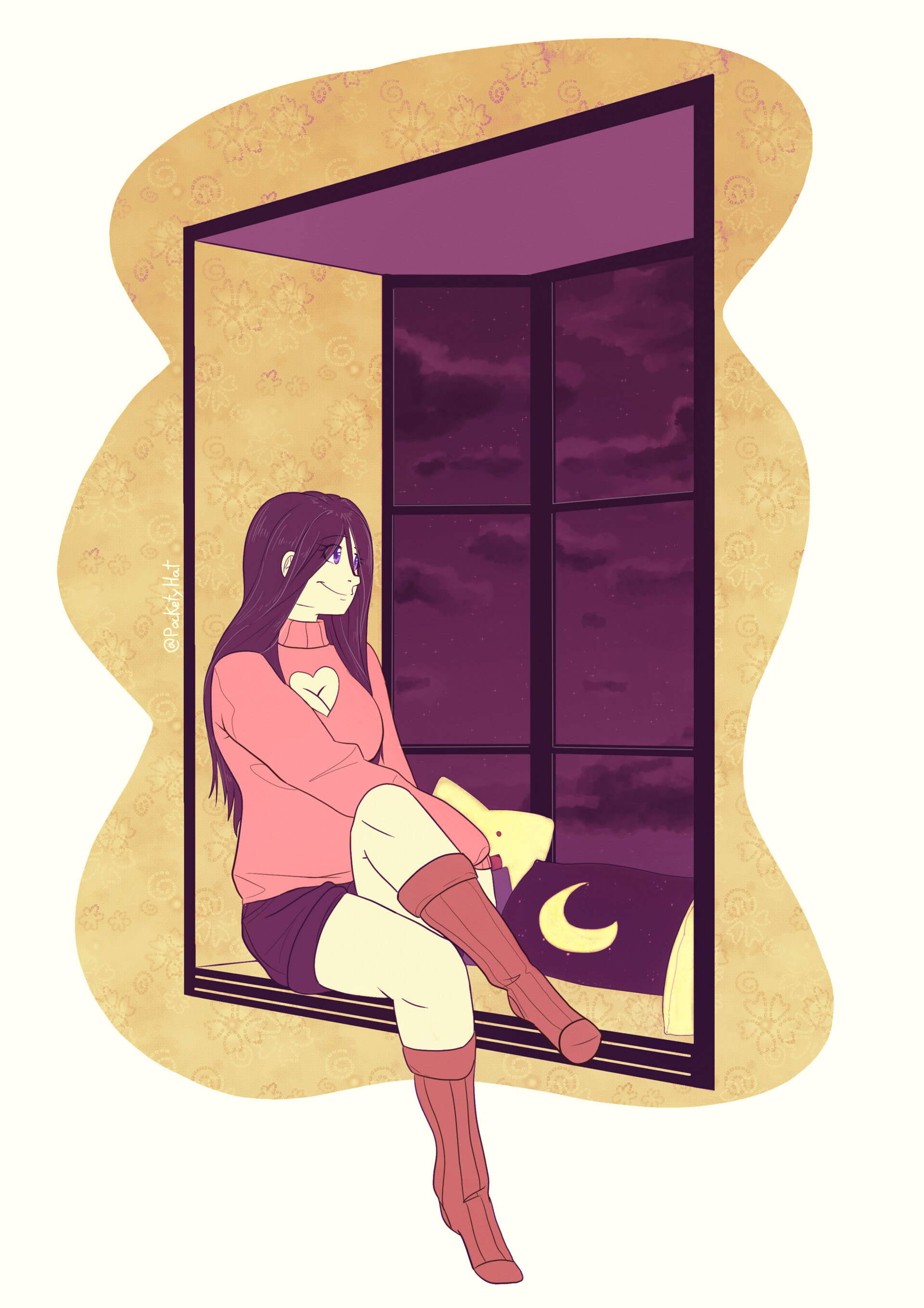 Catty sitting by the window, character belongs to PhillipGFA, 2019