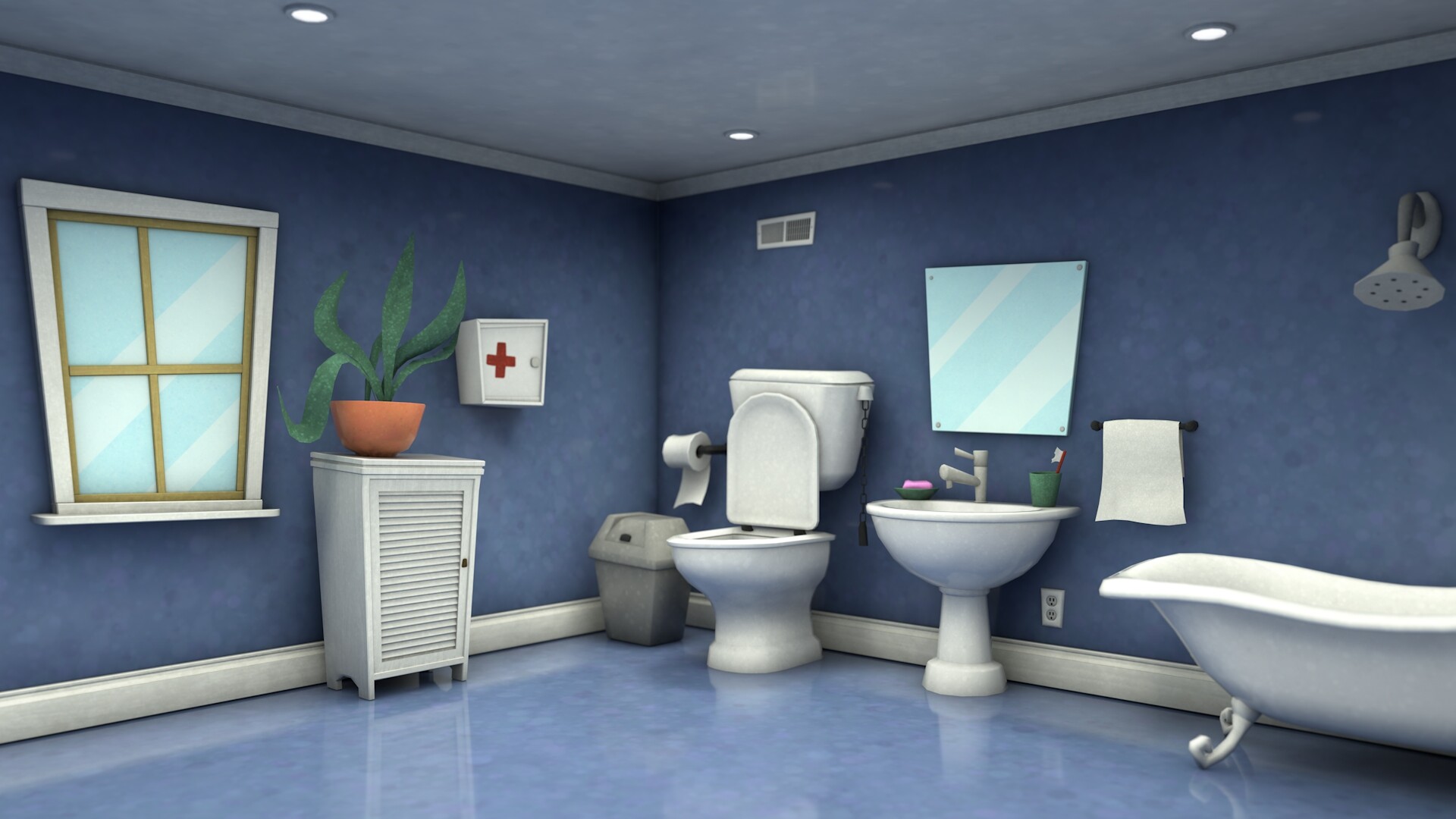 ArtStation - Cartoon Style Bathroom