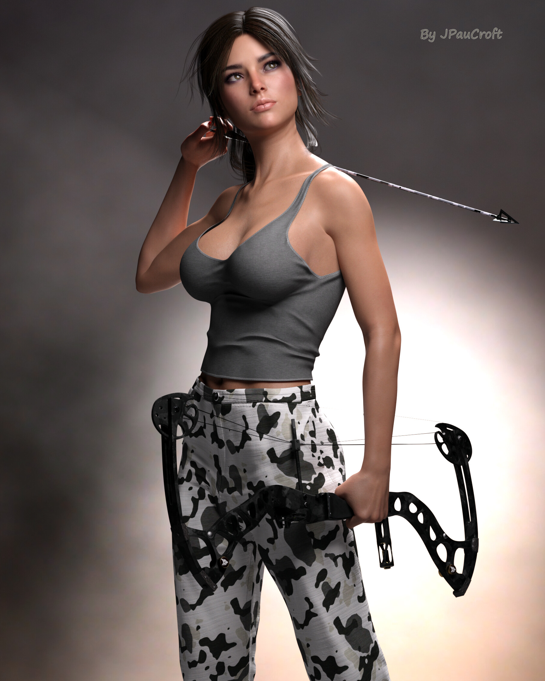 Lara Croft based in Victoria 8 model; Face and body morphs by me; Rendered ...