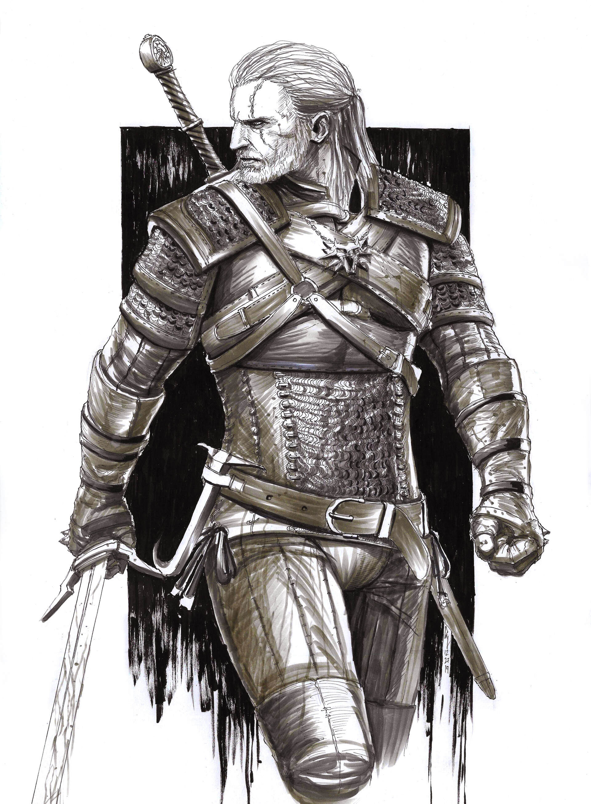 I draw this: Geralt of Rivia- color pencils - 9GAG
