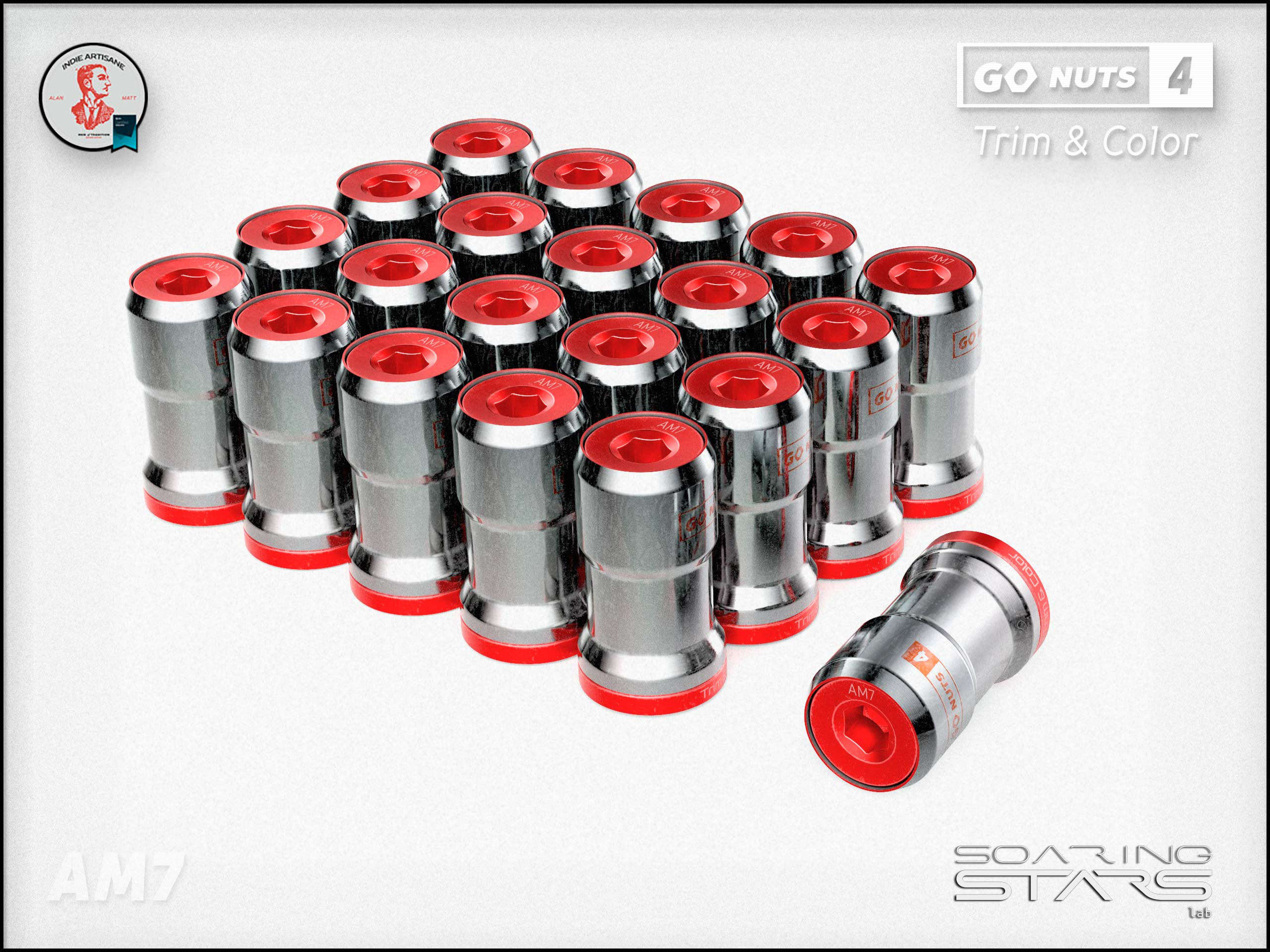 Soaring Stars lab, racing composite chrome-plated wheel lock nuts
