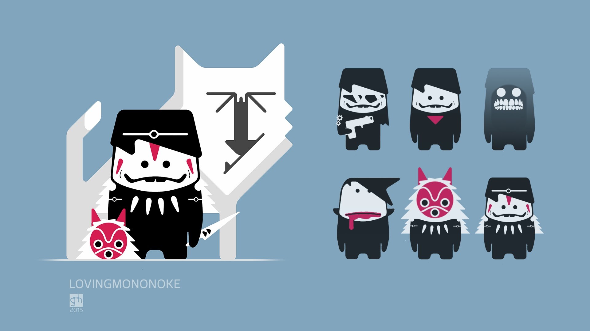 Princess  Mononoke fan-art character and wolf