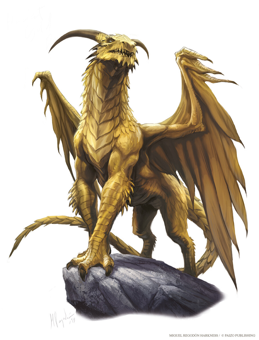 Pathfinder 2nd Edition Bestiary, Metallic Ancient Dragons, Miguel Regodón  Harkness